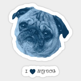 Dogs - Pug blue Sticker